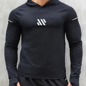 Men'S Slim-Fit Hooded Long Sleeve Athletic Shirt
