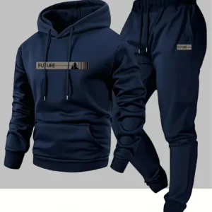 2pcs Men'S Casual Hoodie & Pants Set