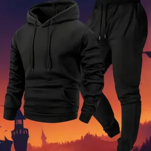 2pcs Men'S Casual Hoodie & Pants Set