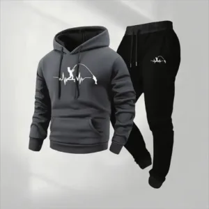2pcs Men's Heavyweight 250g Fleece Hoodie & Jogger Set