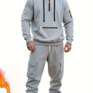2pcs Men's Heavyweight 250g Fleece Hoodie & Jogger Set