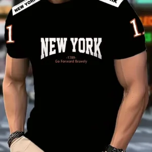 Plus Size Men's 23 Print Stripes Short Sleeve T-shirt