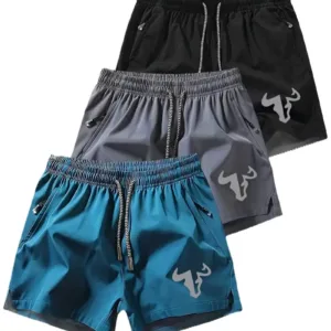 3pcs Men's Quick-Dry Athletic Shorts