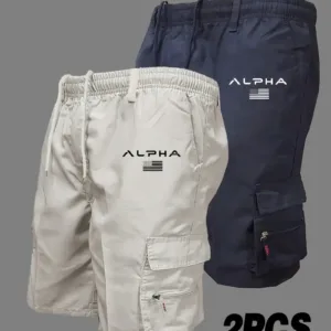 2pcs Men's Letter Print Cargo Shorts