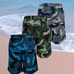 3pcs Men's Camo Swim Trunks