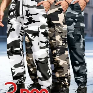 3pcs Men's Casual Camouflage Cargo Pants